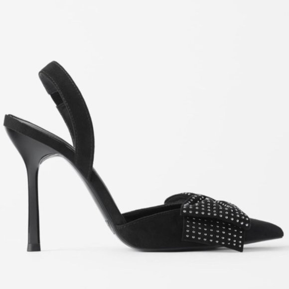 Fabulous Zara braided Peep Toe Sling back  Heels UK6.5 Black GM143 main image 0